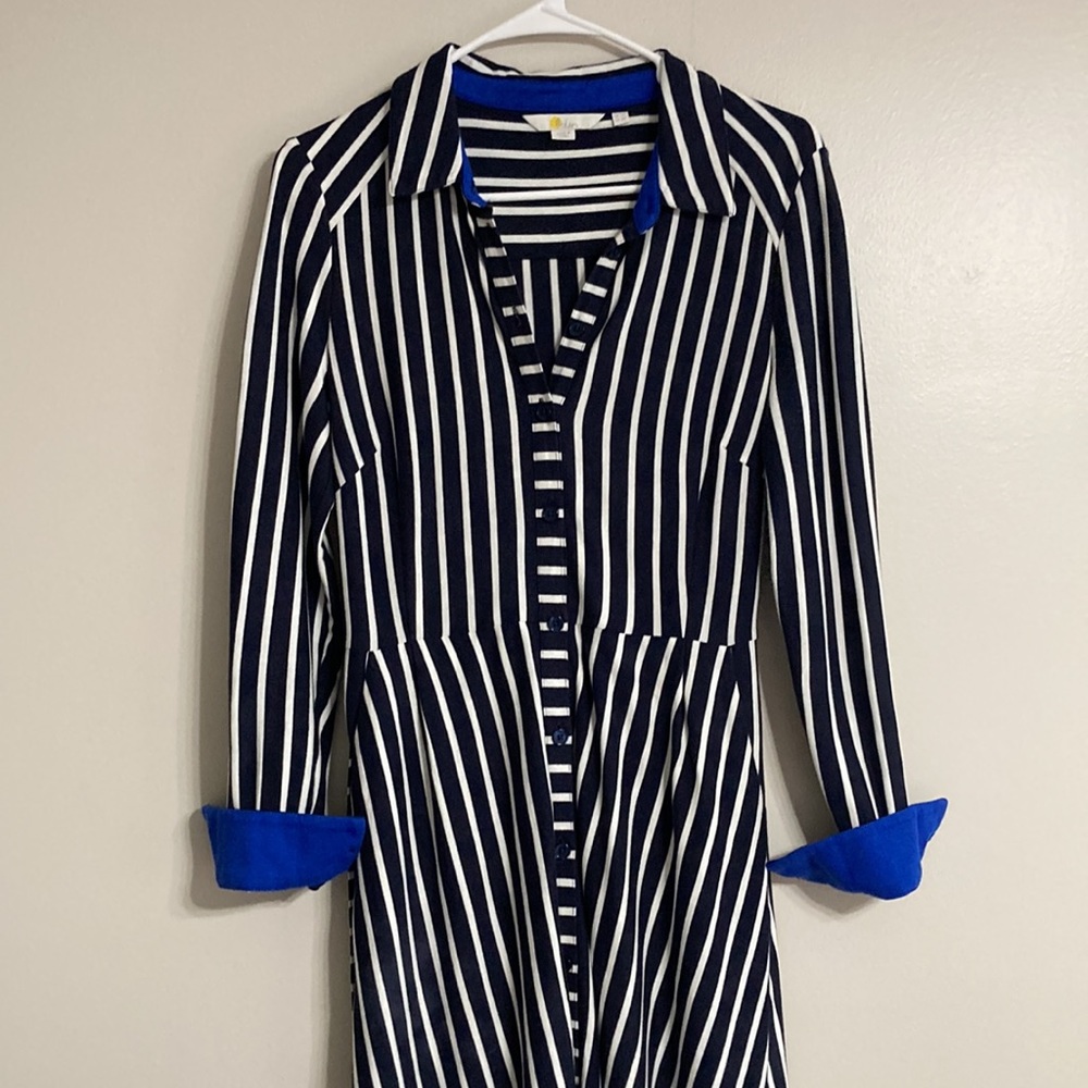 Boden Striped Jersey Button Down Dress